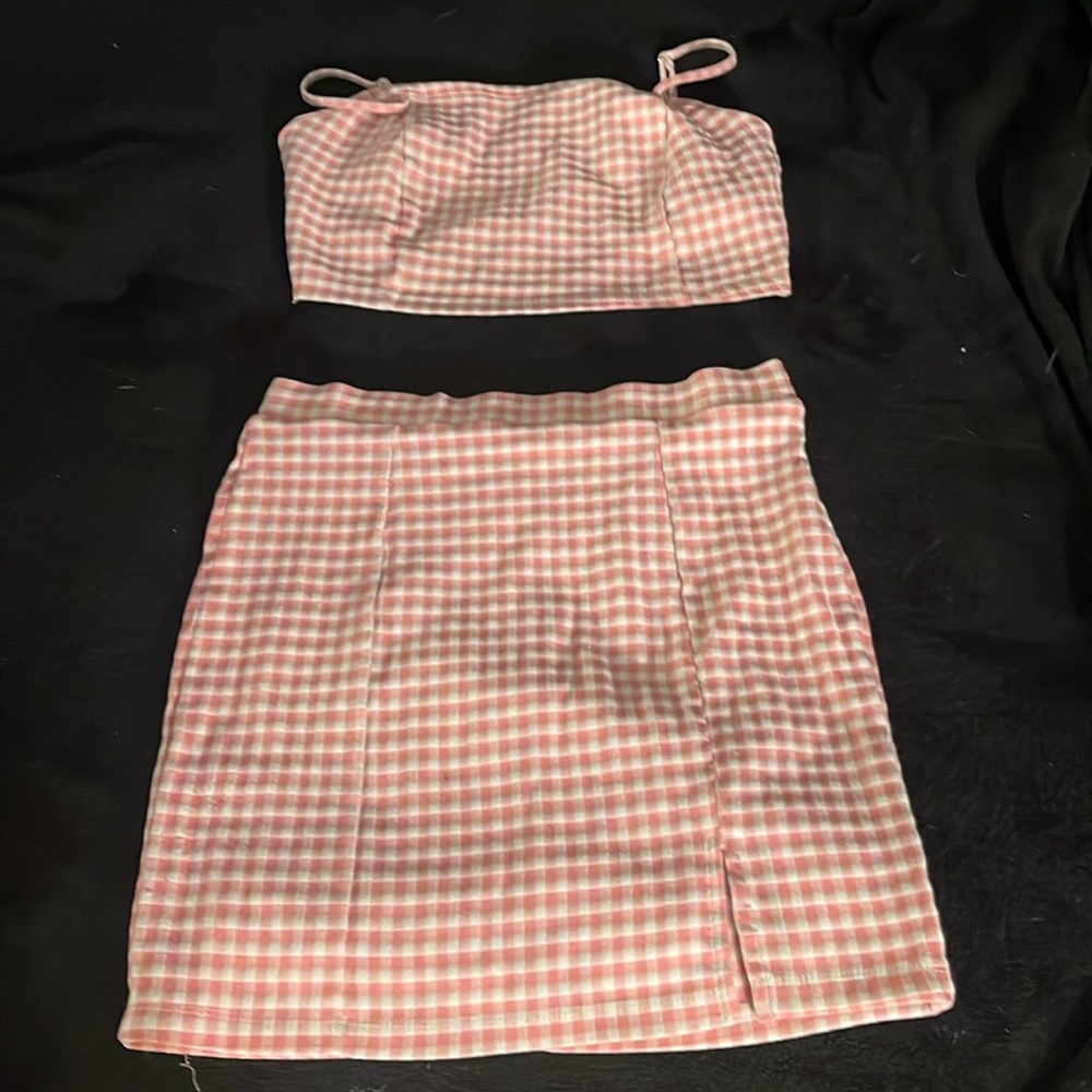 Pink and white 2 piece dress